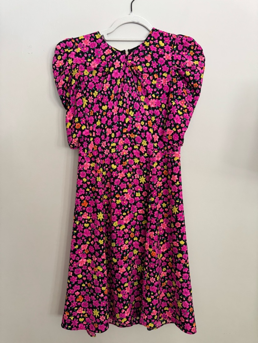 kate spade Marker Floral Black Mini Dress w/ Pink/Yellow Floral Print Women Sz 2